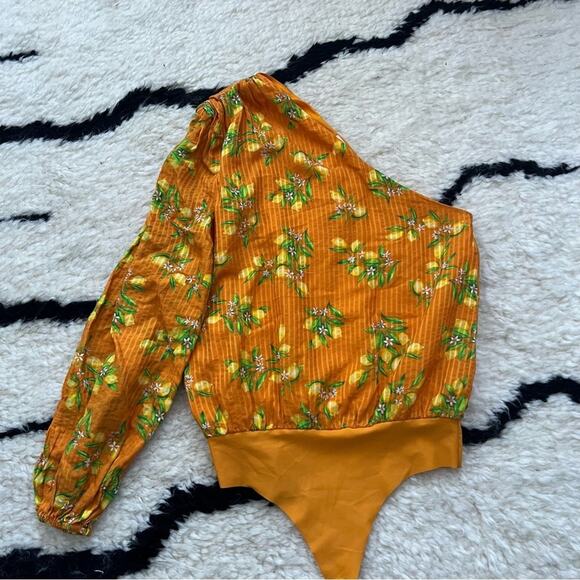 Cami NYC Lenore Lemon Print Orange Bodysuit - Picture 4 of 8
